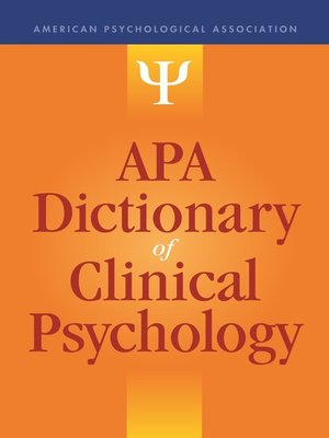 cover image of APA Dictionary of Clinical Psychology